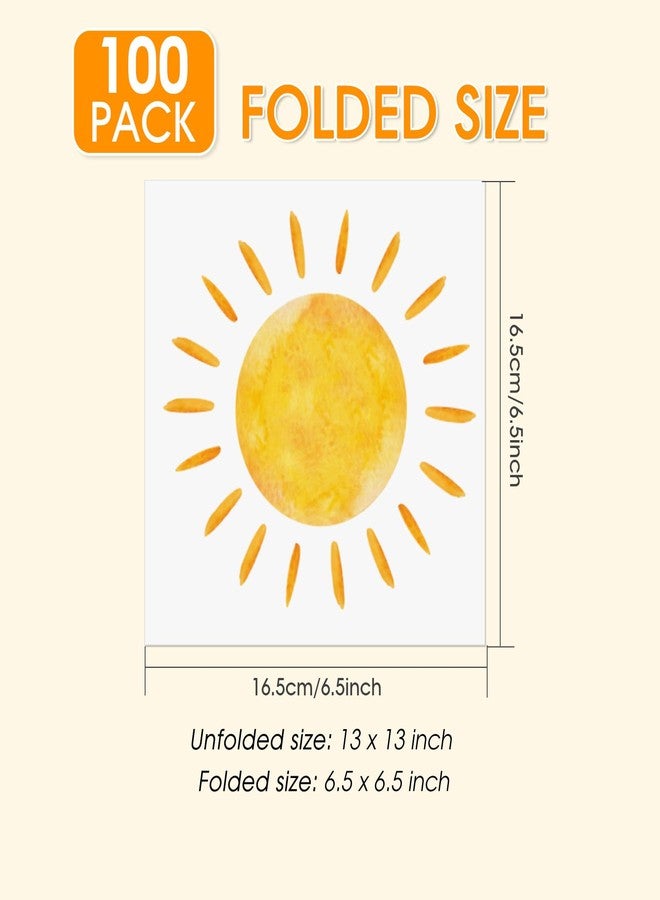 Muplaya 100Pcs Boho Sun Party Napkins,2-Ply 6.5x6.5 Inch Here Comes The Son Disposable Dinner Napkins First Trip Around The Sun for Summer BBQ, Pool Party,Birthday & the son baby shower decor - Image 3