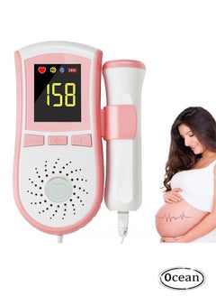 Ocean Fetal Doppler, Portable Fetal Heart Rate Detection Device, Home Fetal Heart Rate Monitor, Easy to Use Fetal Doppler, Ultrasonic Diagnostic Technology with LCD Display for Baby (Pink)  - Image 1
