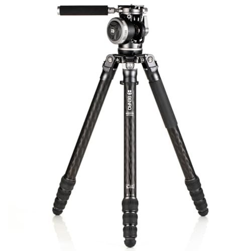 Benro Mammoth 4Section Carbon Fiber Tripod with WH15 Wildlife 2Way Fluid Head HeavyDuty 75 mm Bowl 8Stop Counterbalance DualPan Function Professional WildlifeTelephoto Kit TMTH44CWH15 - Image 1