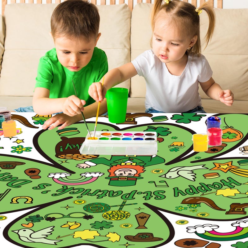 OHOME St Patrick's Day Giant Coloring Poster/Tablecloth - 72Ã—30 Inch St Patricks Day Crafts for Kids,St Patricks Day Gifts Games Activities Toys Decor Party Decorations - Image 5