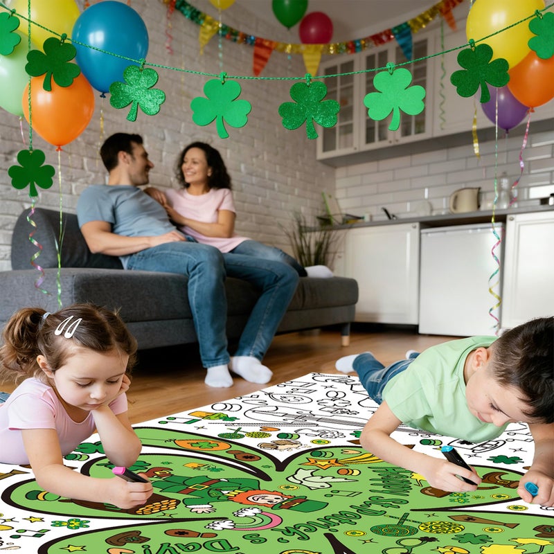 OHOME St Patrick's Day Giant Coloring Poster/Tablecloth - 72Ã—30 Inch St Patricks Day Crafts for Kids,St Patricks Day Gifts Games Activities Toys Decor Party Decorations - Image 4