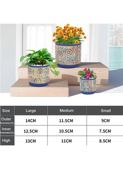 LENND 3 Piece Ceramic Plant pots - Indoor Flower Pots Set with Drainage Holes, 14.5/12/9/cm, Modern Decorative Flower pots Outdoor Plants Lilies, Cacti, Succulents,  Bamboo  - Image 2
