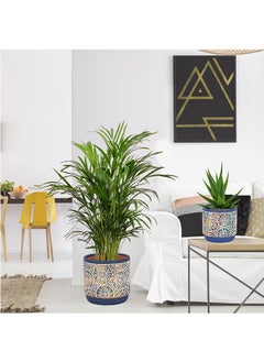 LENND 3 Piece Ceramic Plant pots - Indoor Flower Pots Set with Drainage Holes, 14.5/12/9/cm, Modern Decorative Flower pots Outdoor Plants Lilies, Cacti, Succulents,  Bamboo  - Image 4