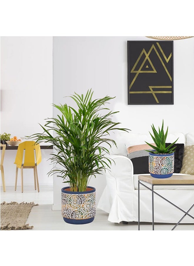 LENND - 3 Piece Ceramic Plant pots - Indoor Flower Pots Set with Drainage Holes, 14.5/12/9/cm, Modern Decorative Flower pots Outdoor Plants Lilies, Cacti, Succulents,  Bamboo - Image 1