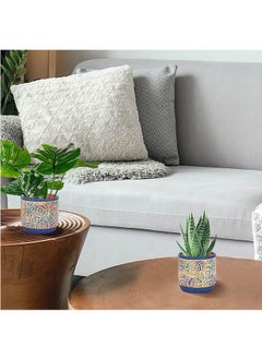 LENND 3 Piece Ceramic Plant pots - Indoor Flower Pots Set with Drainage Holes, 14.5/12/9/cm, Modern Decorative Flower pots Outdoor Plants Lilies, Cacti, Succulents,  Bamboo  - Image 5
