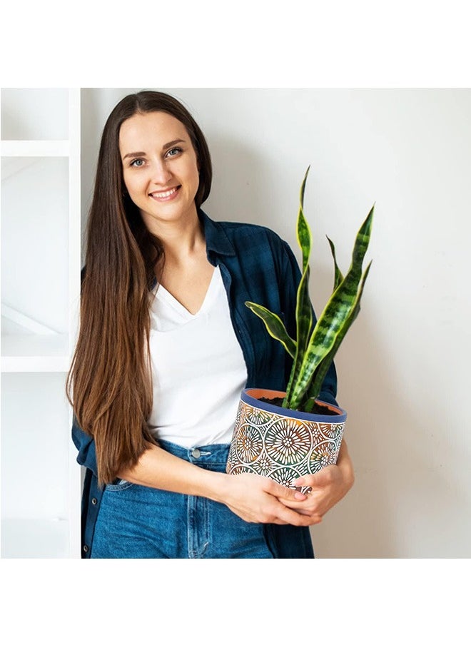 LENND - 3 Piece Ceramic Plant pots - Indoor Flower Pots Set with Drainage Holes, 14.5/12/9/cm, Modern Decorative Flower pots Outdoor Plants Lilies, Cacti, Succulents,  Bamboo - Image 1
