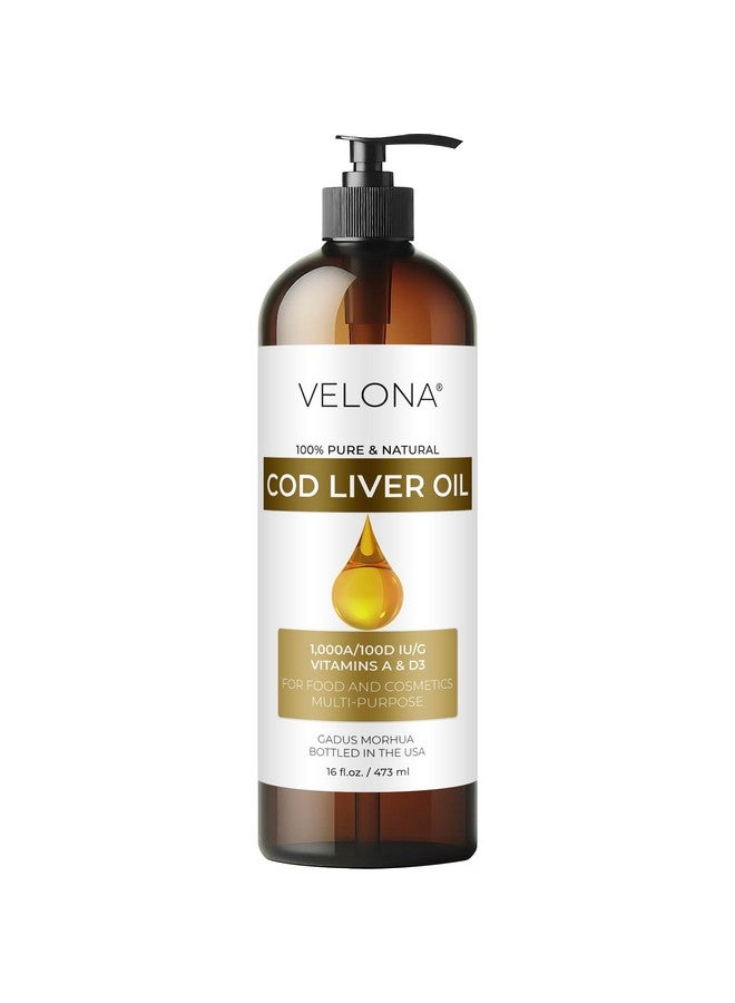 velona velona Cod Liver Oil - 16 Fl Oz | 1,000A/100D IU/g Omega 3 Vitamins A & D3 | Norwegian Arctic Sustainably Sourced Nordic Oil | Hair, Body and Skin Care | Use Today - Enjoy Results - Image 1