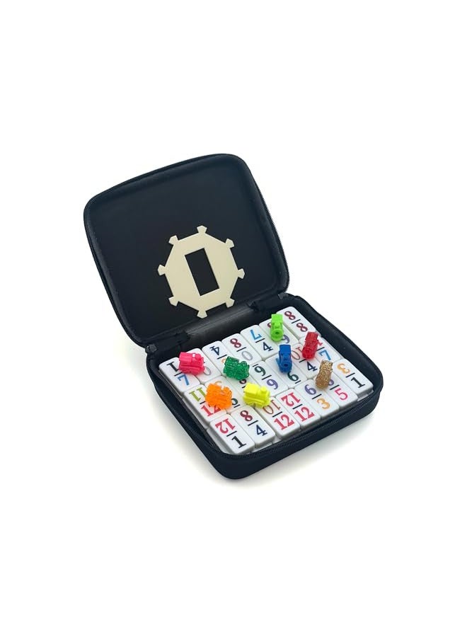 CHH دومينو قطار مكسيكي مزدوج 12 بحجم السفر مع حقيبة بسحاب، محور و 8 قطارات دومينو - Image 1