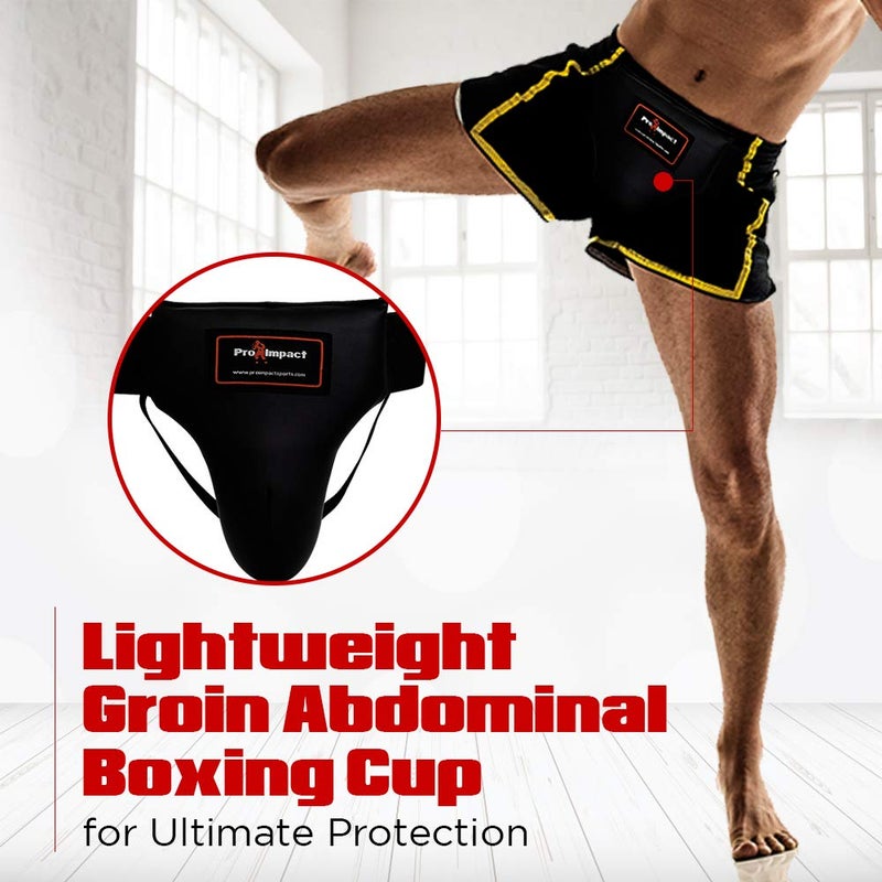 Pro Impact Boxing MMA Training Muay Thai Groin Abdominal Protector - Comfortable Ultimate Protection for Contact Sports - Perfect for Gym & Workout Use (Black, X-Large) - Image 4