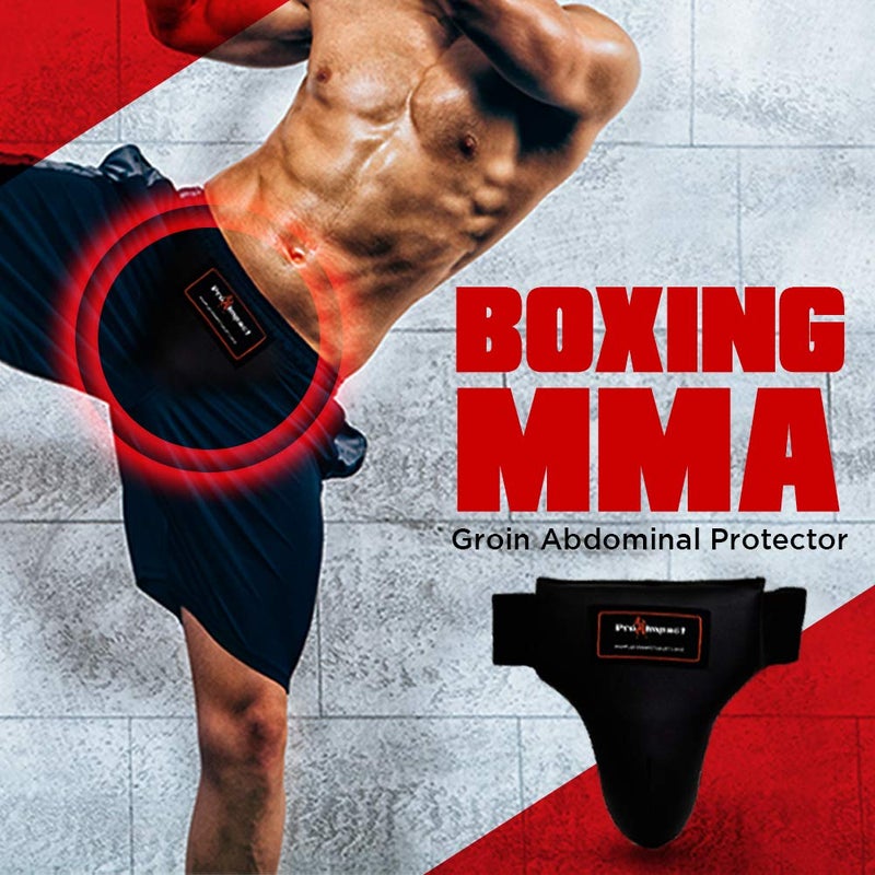 Pro Impact Boxing MMA Training Muay Thai Groin Abdominal Protector - Comfortable Ultimate Protection for Contact Sports - Perfect for Gym & Workout Use (Black, X-Large) - Image 2