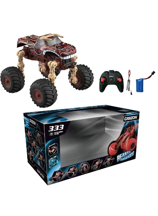 Crazon - 2.4G Scale 1:18 Foldable Big Wheels RC Off-Road(Brown) - Image 3