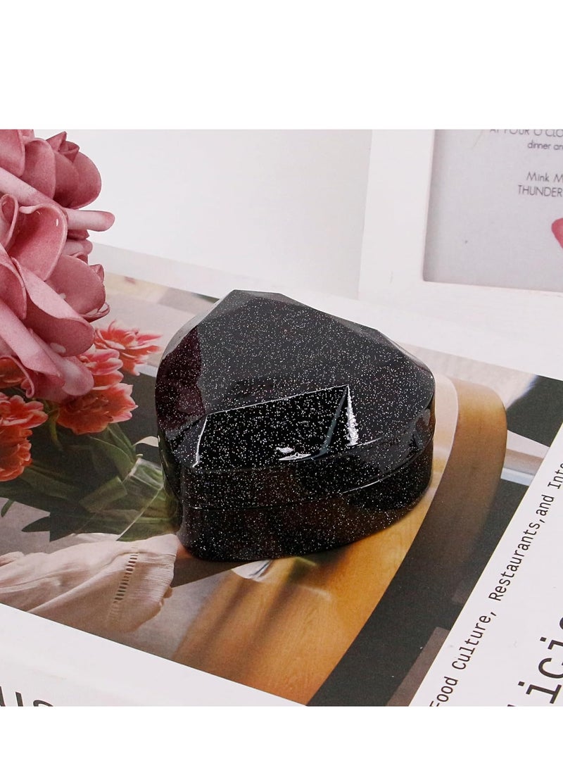 KASTWAVE Heart Shaped Ring Gift Box with LED Light, Heart Velvet Wedding Ring Case Jewelry Gift Box for Proposal, Engagement, Wedding - Easy to fit into Your Pocket or Handbag - Image 3