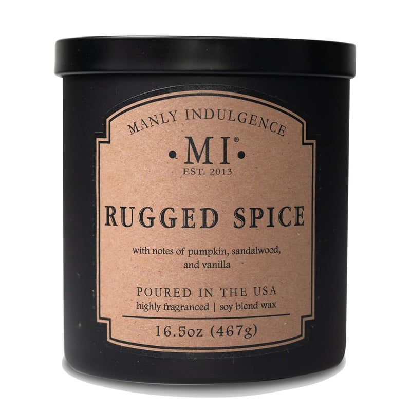 Manly Indulgence Rugged Spice Scented Candles for Men, 2 Wick, 16.5 oz, Premium Soy Blend Wax, 60H Burn, Candles for Home Scented - Made in The USA - Image 1
