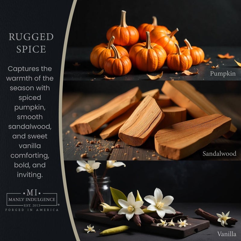 Manly Indulgence Rugged Spice Scented Candles for Men, 2 Wick, 16.5 oz, Premium Soy Blend Wax, 60H Burn, Candles for Home Scented - Made in The USA - Image 2
