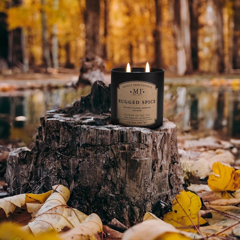 Manly Indulgence Rugged Spice Scented Candles for Men, 2 Wick, 16.5 oz, Premium Soy Blend Wax, 60H Burn, Candles for Home Scented - Made in The USA - Image 4