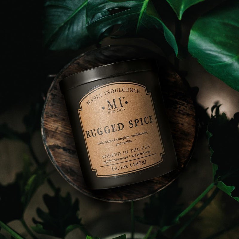 Manly Indulgence Rugged Spice Scented Candles for Men, 2 Wick, 16.5 oz, Premium Soy Blend Wax, 60H Burn, Candles for Home Scented - Made in The USA - Image 3