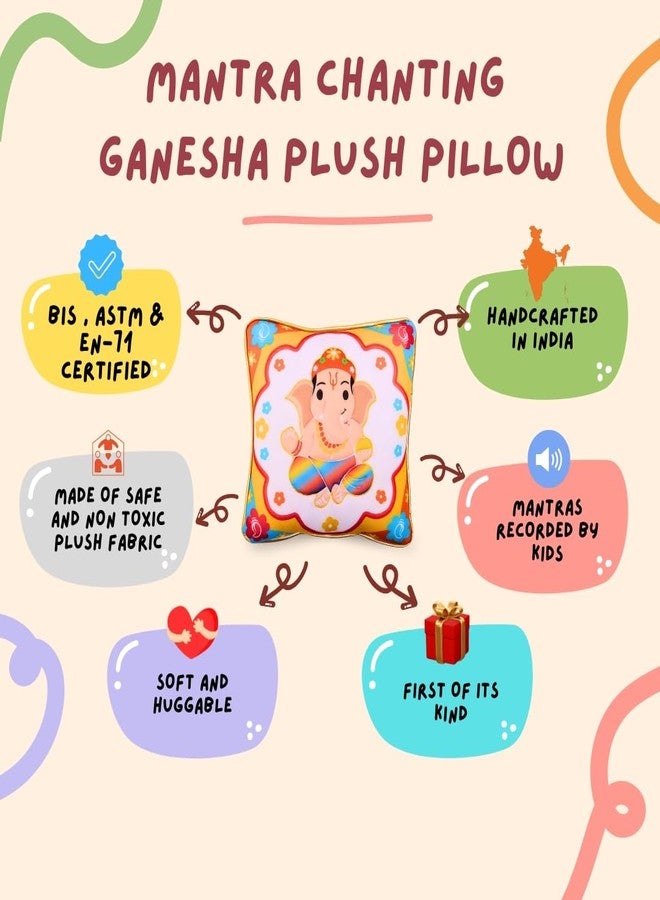 Panda's Box Ganesha Mantra Chanting Plush Pillow | Super Soft Huggable Cushion I Musical Sound Toy for Babies & Kids(Boys & Girls) | Sacred & Soothing Nursery Décor | 25 CM - Image 5