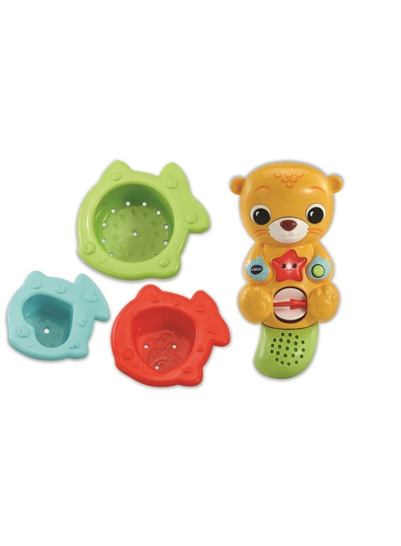 VTech Splashing Fun Otter, Bath Toy for 1 Year Olds + Sensory Bathtub Toy with Lights, Music & 3 Pouring Accessories, Bath Time Gift for Babies & Infants 1, 2, 3 years +, English version - Image 1