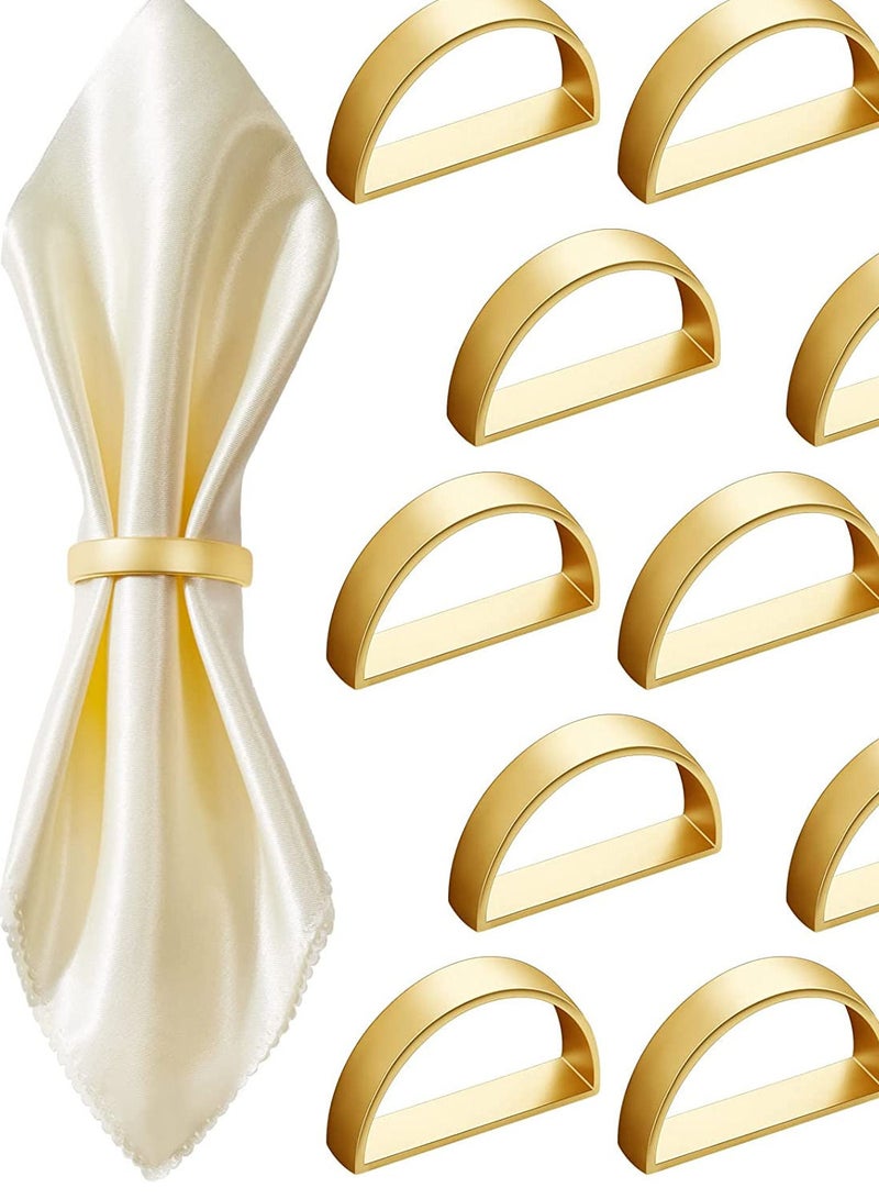GROWSTEADY Gold Napkin Rings Metal Holders Semicircle Serviette Buckles  - Image 1