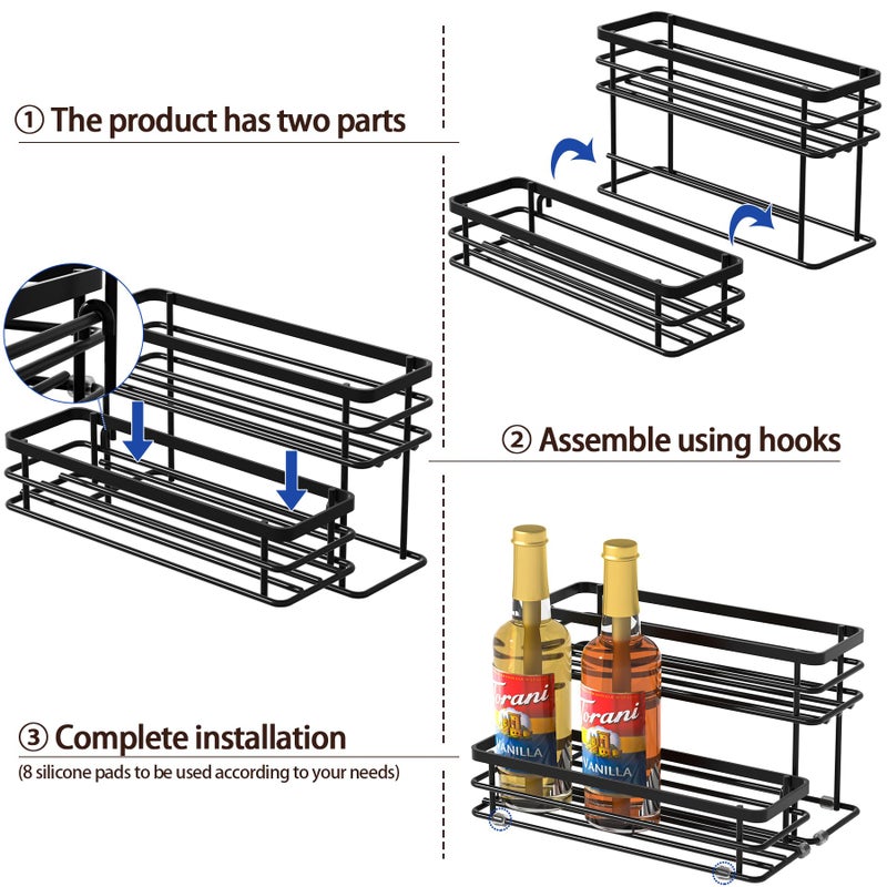 Vantimo 8 Bottle Coffee Syrup Organizer Rack, 2 Tier Coffee Syrup Stand Holder for Coffee Bar, Coffee Syrup Organizer for Countertop, Small Wine Rack for Family, Storage for Syrup, Dressing, Black - Image 5
