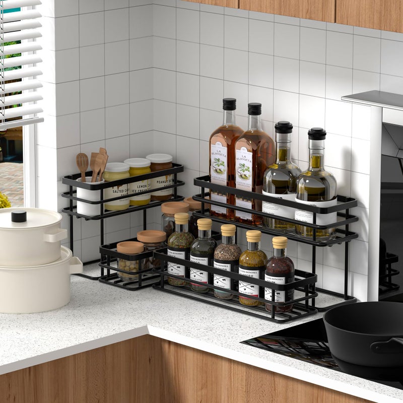 Vantimo 8 Bottle Coffee Syrup Organizer Rack, 2 Tier Coffee Syrup Stand Holder for Coffee Bar, Coffee Syrup Organizer for Countertop, Small Wine Rack for Family, Storage for Syrup, Dressing, Black - Image 3