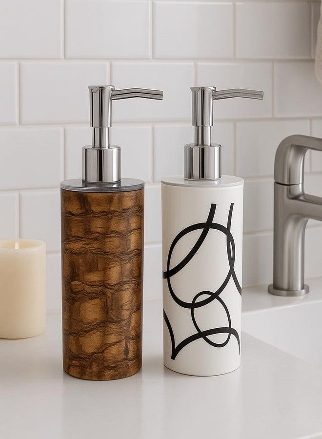 Bigining™ Unbreakable Liquid Soap/Liquid/Shampoo/Hand wash/Sanitizer/Lotion Dispenser Bottle for Kitchen(White and Brown), Wash-Basin and Bathroom 350 ml Dispenser(Pack of 2) - Image 1