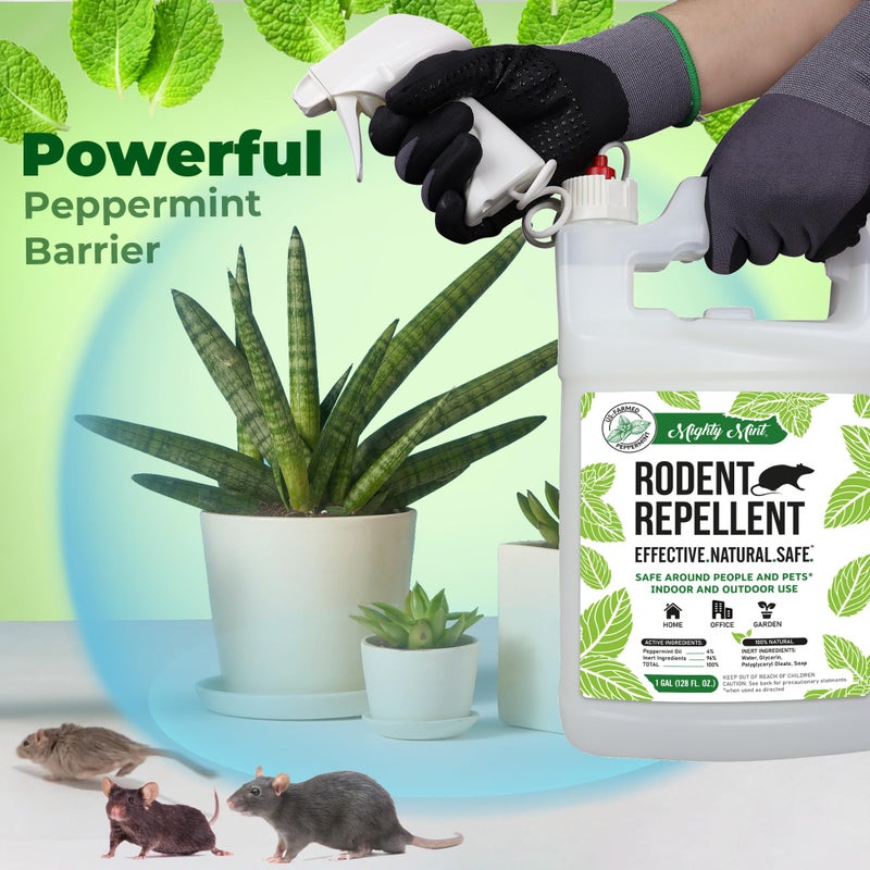 Mighty Mint Peppermint Oil Rodent Repellent Spray with Microfiber Cloth â€“ Natural Indoor & Outdoor Control for Mice and Rats â€“ Plant-Based, Extra-Strong Formula - 1 Gallon (128 oz) - Image 3