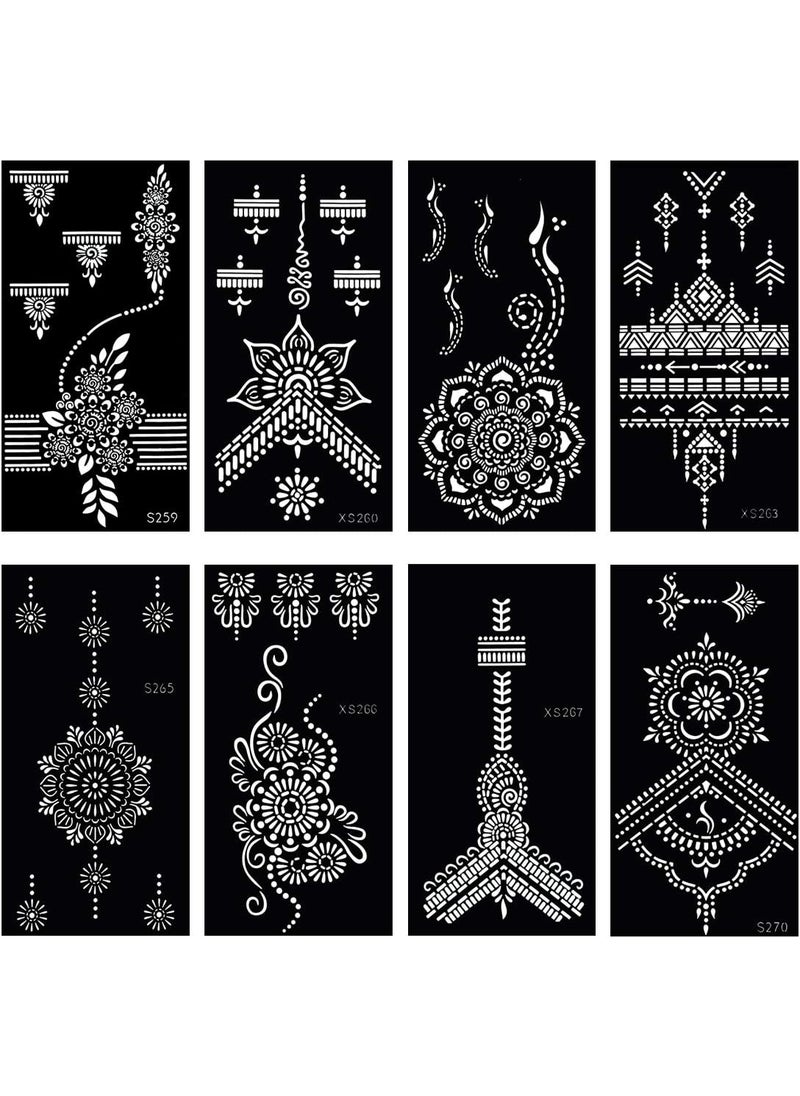 Glaryyears - glaryyears Temporary Tattoo Stencil - 8 Sheets Henna Tattoo Template for Hand Finger Wrist Hollow Body Paint Henna Stencil Airbrush Painting for Women Girl Body Art - Image 1