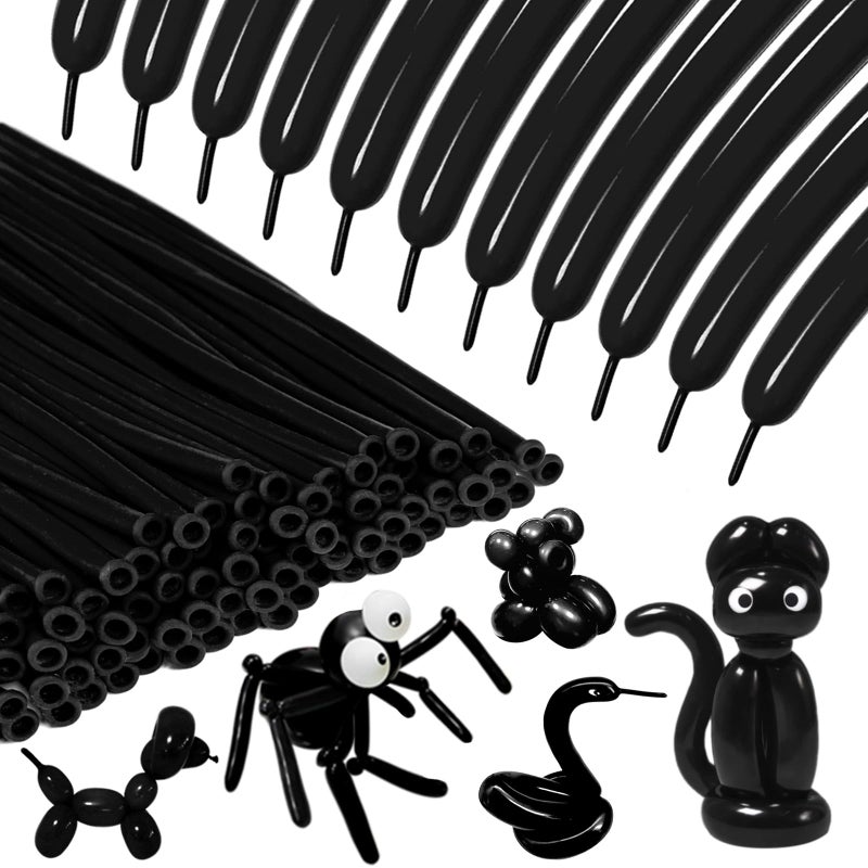 KAWKALSH 260 Black Long Balloons for Balloon Garland Thickening Skinny Latex Twisting Animals Modeling Christmas Birthday Wedding Party Festival Decorations 100pcs - Image 3