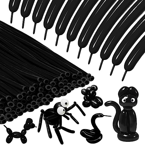 KAWKALSH 260 Black Long Balloons for Balloon Garland Thickening Skinny Latex Twisting Animals Modeling Christmas Birthday Wedding Party Festival Decorations 100pcs - Image 1