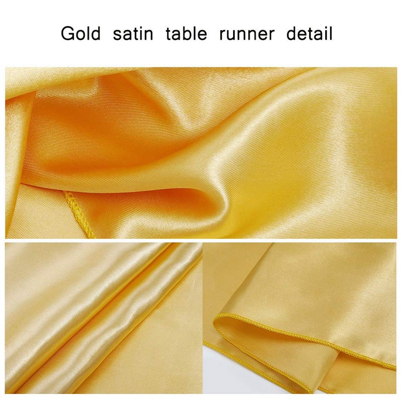 LuoluoHouse 5 Pack Satin Table Runners 12 x 108 inches Long Silk and Smooth Fabric Gold Table Runner for New Year Party Wedding Banquet Birthday Graduations - Image 3
