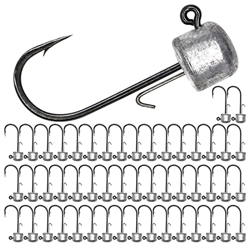 UperUper 50 Pack Ned Rig Jig Hook Kits, Jig Heads for Soft Lures, Standard Fishing Jig Hooks, 3/8oz 1/8oz 1/6oz 1/4oz - Image 1