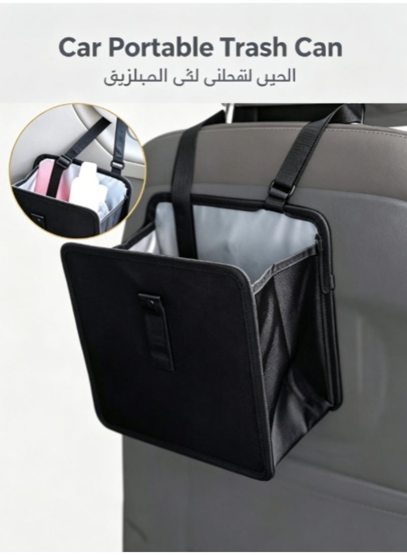 jaexest Car Trash Bag Hanging Auto Litter Container, Water Resistant Leak Proof Collapsible Garbage Organiser for Vehicle, SUV, Truck – 6.5Ltr Capacity Black - Image 1