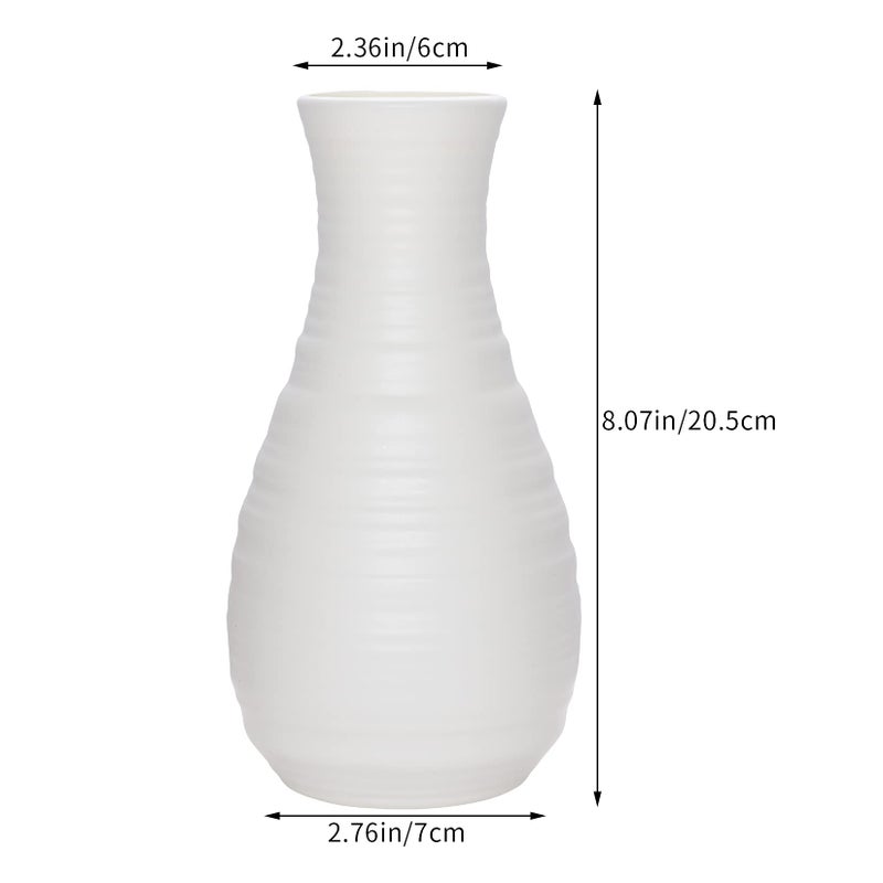 yeabwps 2 Pack Composite Plastics Flower Vase  Unbreakable Ceramic Look Vase for Home Decor Centerpieces  Arranging Bouquets (White) - Image 2