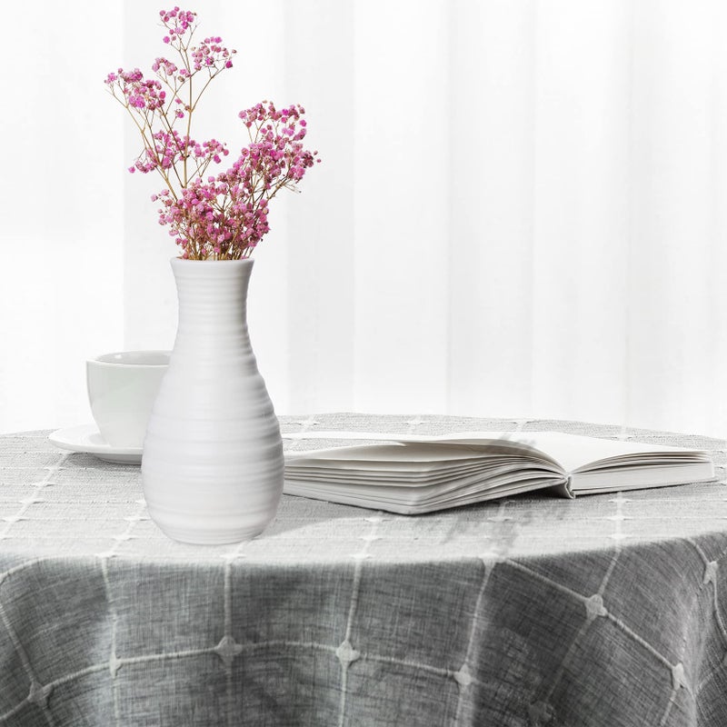 yeabwps 2 Pack Composite Plastics Flower Vase  Unbreakable Ceramic Look Vase for Home Decor Centerpieces  Arranging Bouquets (White) - Image 4