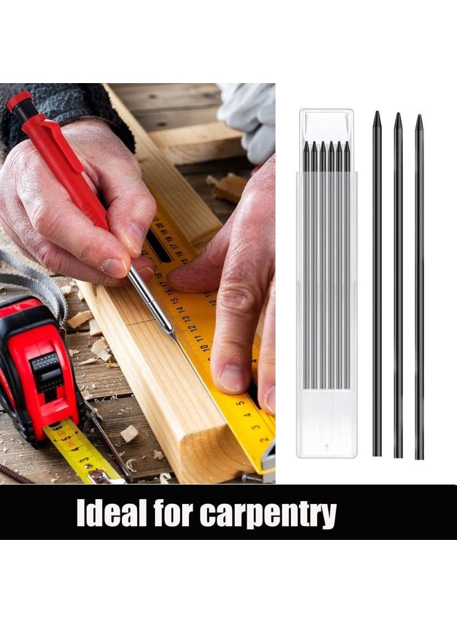 TuTuYa 36 Pencil Refill with 1 Solid Carpenter Pencil, 2.8mm Waterproof Carpenters Pencil Refills Replacement, Deep Hole Marker Pencil with Sharpener, for Architect &Carpenter Woodwork Construction Building - Image 2