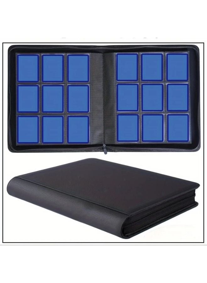 9 جيب 360 حافظة بطاقات سوداء من جلد صناعي 20 صفحة مزدوجة الجوانب تتسع لبطاقات التداول 3x4 - Image 1