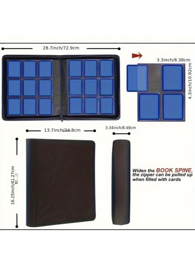 9 جيب 360 حافظة بطاقات سوداء من جلد صناعي 20 صفحة مزدوجة الجوانب تتسع لبطاقات التداول 3x4 - Image 3