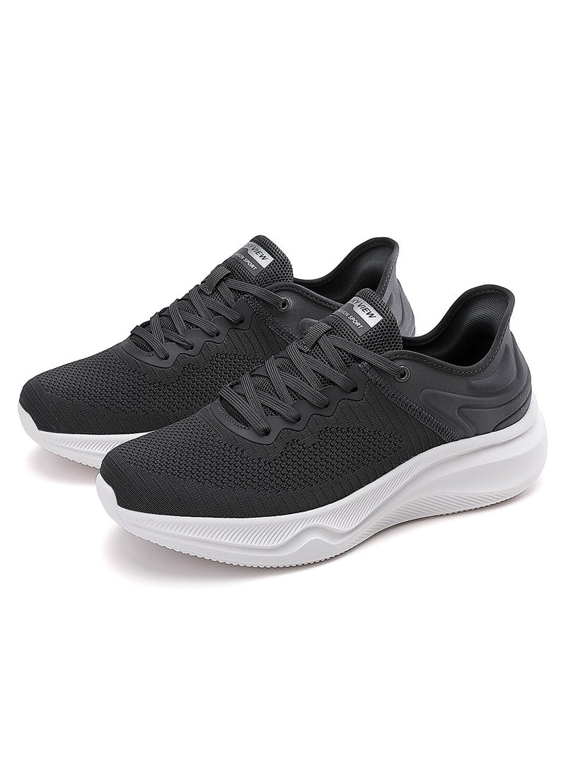 Sky View - Athlesiure Men's Slip-ins Running Shoes Comfortable Lightweight Sports Walking Shoes Lace-Up Tennis Breathable Athletic Gym Workout Cross Training Sneakers Grey - Image 1