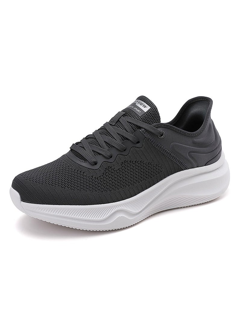 Sky View - Athlesiure Men's Slip-ins Running Shoes Comfortable Lightweight Sports Walking Shoes Lace-Up Tennis Breathable Athletic Gym Workout Cross Training Sneakers Grey - Image 1