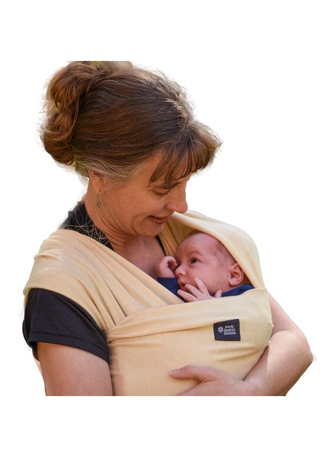 Simply Essential Solutions حمالة أطفال ناعمة وقابلة للتمدد من القطن، حمالة أطفال، غطاء للرضاعة للاستخدام مع حديثي الولادة حتى toddlers: توزع الوزن بالتساوي لراحة أكبر أثناء الحمل (كريم) - Image 2