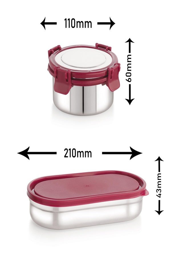 Maxfresh Stainless Steel Royal 3Pcs Lunch Box Tiffin Carrier with Pouch Bag for School and Office - Image 3