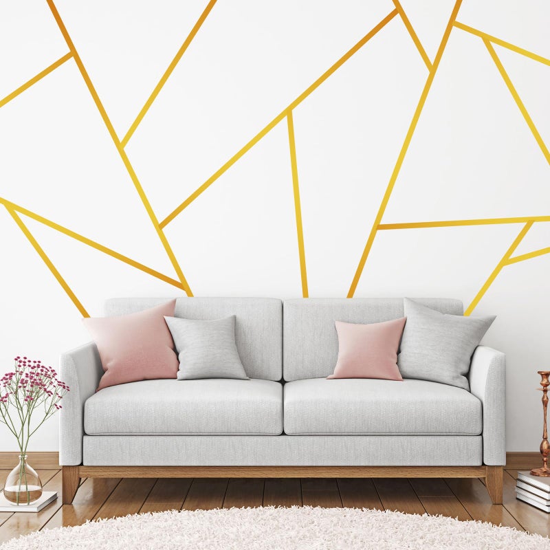 Hoolerry Hoolerry 24 Pcs 70.8 x 1.2 Inch Metallic Line Wall Decals Peel and Stick Adhesive Tile Stickers Washi Tape Wall Tape Mirror Tape Graphic Tape for Home Wall Crafts Decoration (Gold)  - Image 1