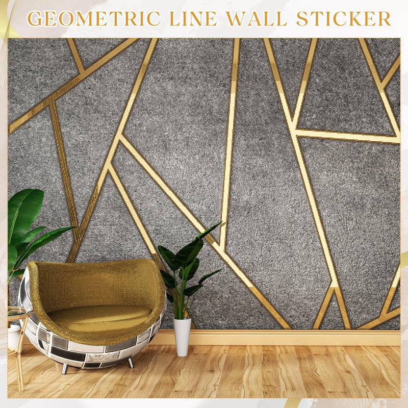 Hoolerry Hoolerry 24 Pcs 70.8 x 1.2 Inch Metallic Line Wall Decals Peel and Stick Adhesive Tile Stickers Washi Tape Wall Tape Mirror Tape Graphic Tape for Home Wall Crafts Decoration (Gold)  - Image 3