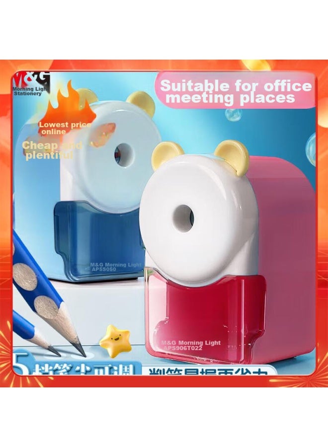 ام اند جي M&g Stationery مبراة أقلام كبيرة الفوهة، مبراة أقلام دوارة للطلاب، يمكنها شحذ الأقلام السميكة، 5 إعدادات للسُمك، وردي Aps906u1 - Image 1