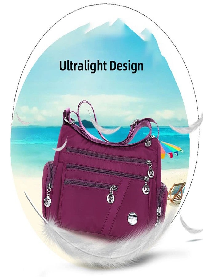 Mudono Crossbody Bag for Women Nylon Shoulder Purse Roomy Large Capacity Travel Purse Lightweight Messenger Satchel, Coffee, 10.6*4.3*7.8 inches (L*W*H) - Image 3