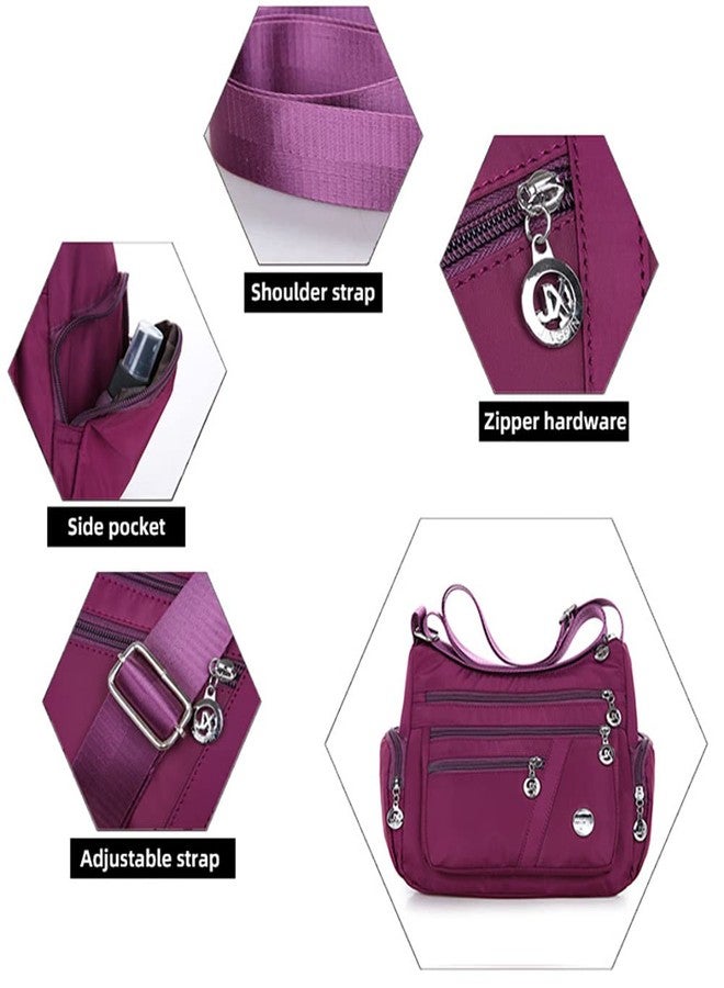 Mudono Crossbody Bag for Women Nylon Shoulder Purse Roomy Large Capacity Travel Purse Lightweight Messenger Satchel, Coffee, 10.6*4.3*7.8 inches (L*W*H) - Image 5
