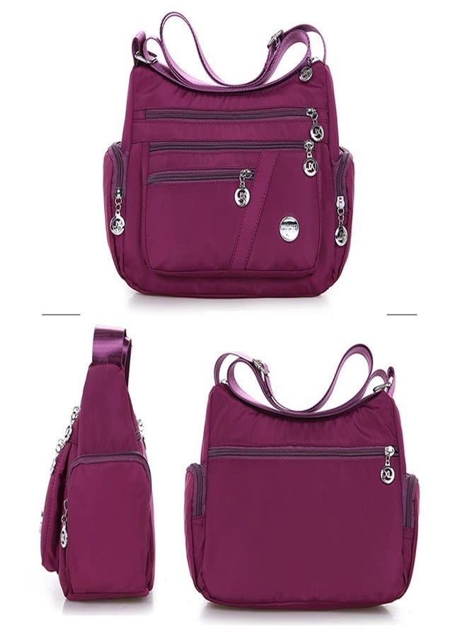 Mudono Crossbody Bag for Women Nylon Shoulder Purse Roomy Large Capacity Travel Purse Lightweight Messenger Satchel, Coffee, 10.6*4.3*7.8 inches (L*W*H) - Image 4