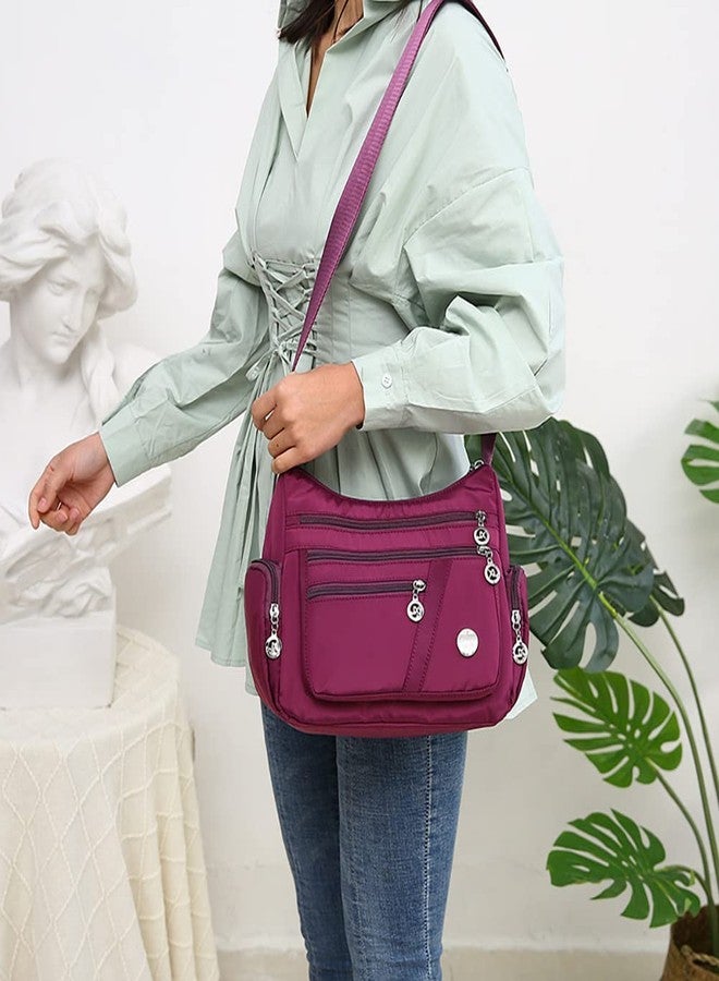 Mudono Crossbody Bag for Women Nylon Shoulder Purse Roomy Large Capacity Travel Purse Lightweight Messenger Satchel, Coffee, 10.6*4.3*7.8 inches (L*W*H) - Image 2