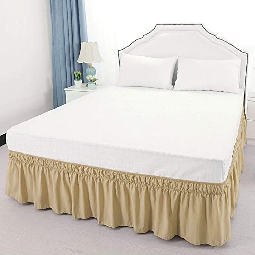 YRM Bedding's Beige Bed Skirt Wrap Around 600 Microfiber with Easy Fit with 15 Inch Tailored Drop Shrinkage and Fade Resistant with Microfiber 15 Bed Skirt Twin Size 39 x 80 - Image 3